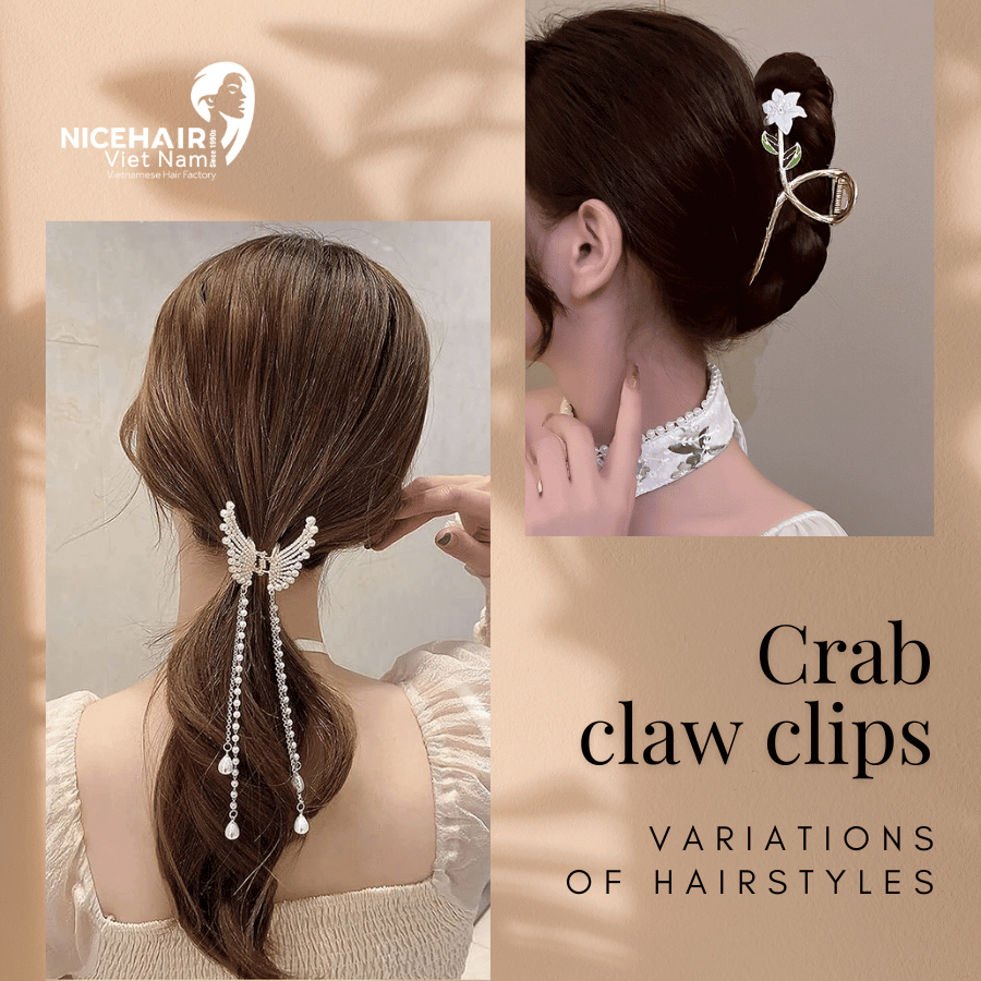 Variations of hairstyles with the crab claw clips