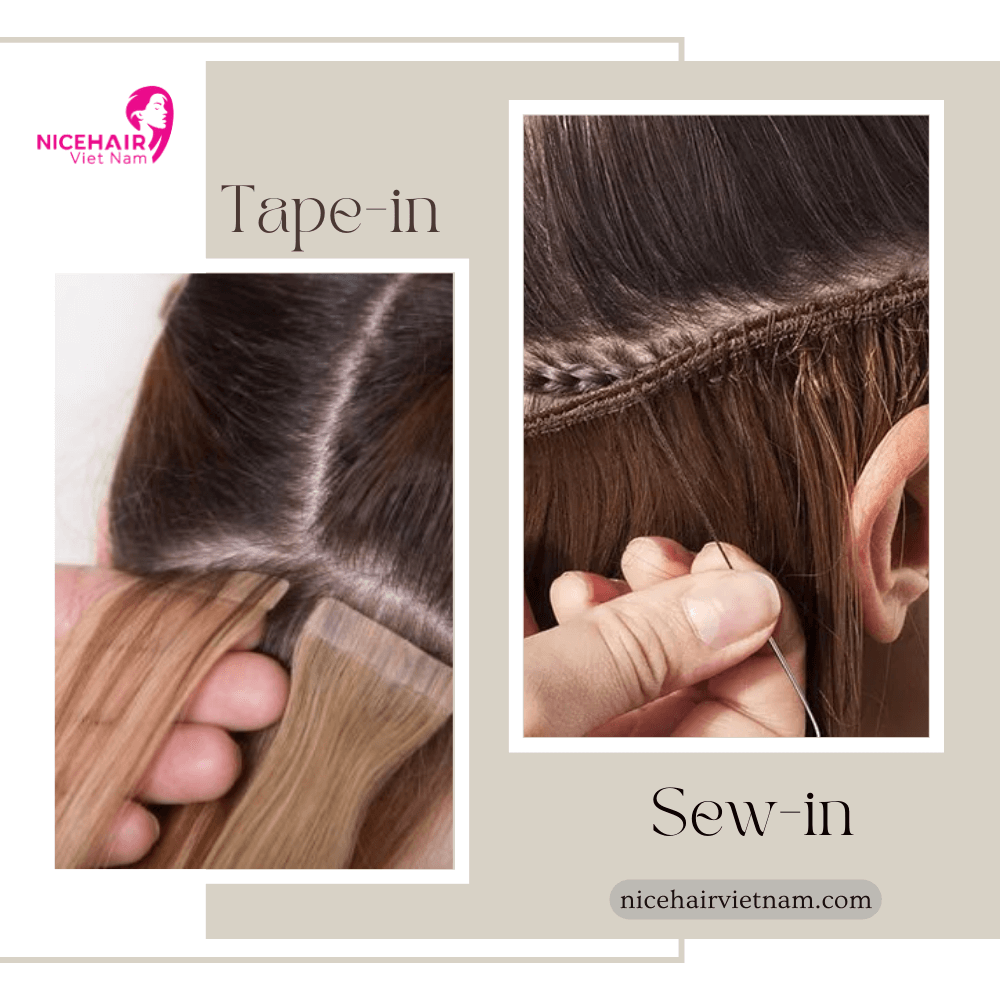Tape-in and sew-in hair extensions