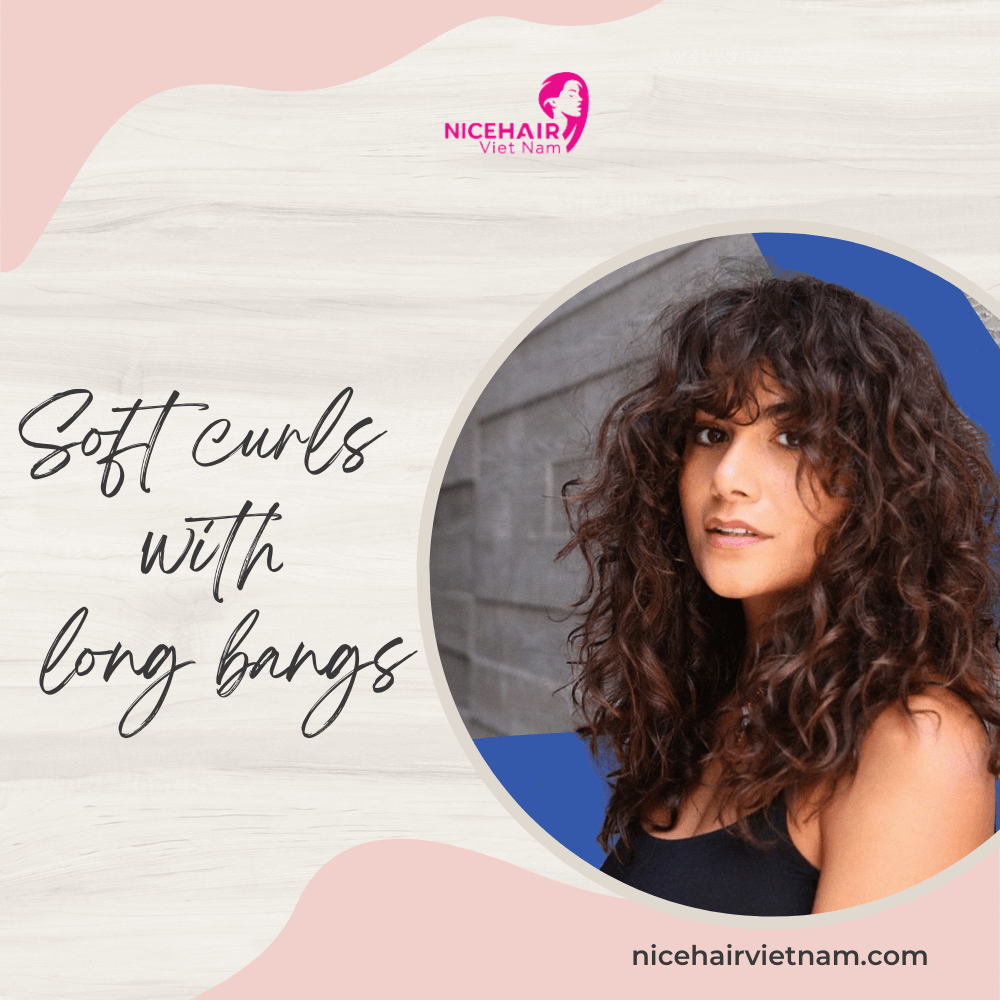 Soft curls with long bangs