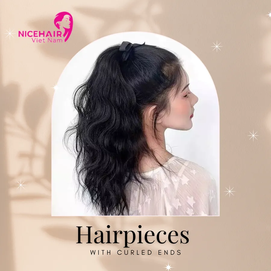 The tied-curl female hairpiece is a perfect blend of high ponytail and flowing, wavy ripple
